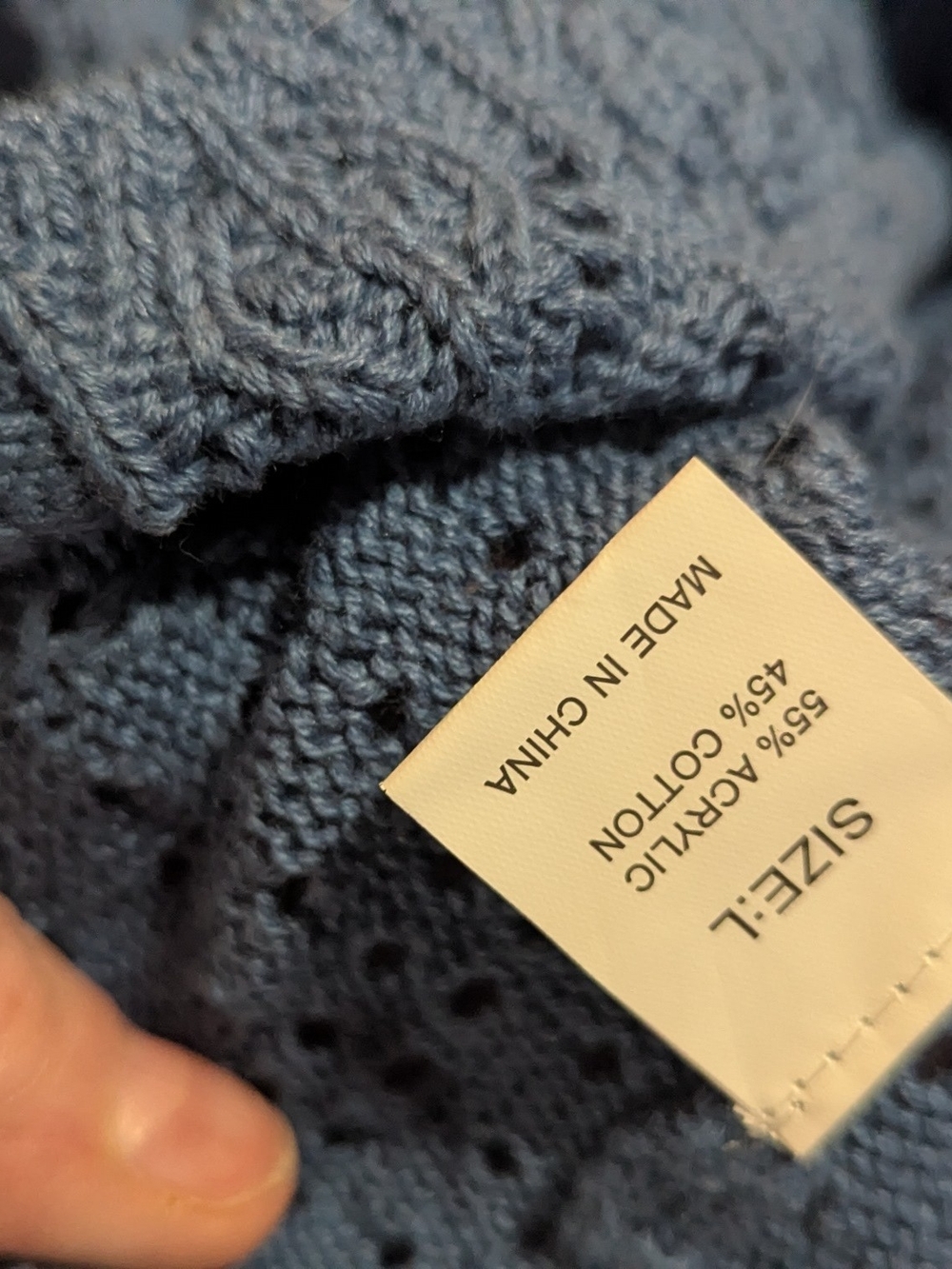 Women's Blue Shear Sleeve Knit Sweater - Size L